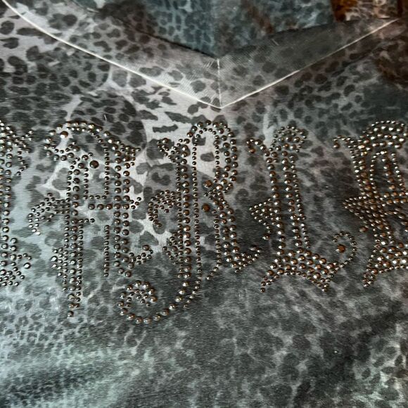 Harley Davidson cute black with gray animal print skull design top. New - Picture 11 of 13